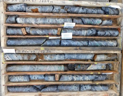 Photo 10. Portion of massive sulfide interval WPC22-11  139.1 – 150.6 – 11.5 meters (CNW Group/Western Alaska Minerals Corp.)