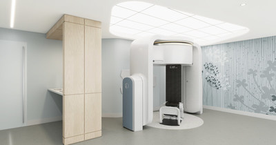 Rendering of Leo Cancer Care’s Upright Proton Therapy Technology at McLaren Proton Therapy Center