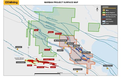 Marban Property map (CNW Group/O3 Mining Inc.)