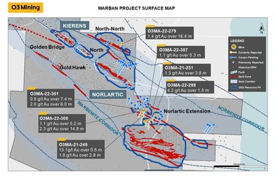 Carte de forage - Marban Ingénierie (Groupe CNW/O3 Mining Inc.)