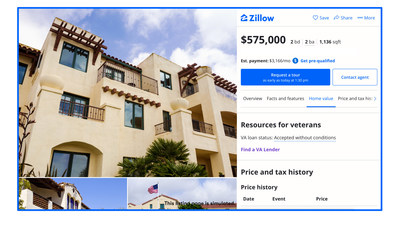 Zillow now includes Veterans Affairs loan eligibility in condo listings.