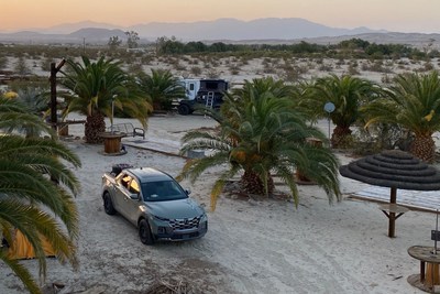 The Brute Squad’s 2022 Hyundai Santa Cruz is photographed in Ocotillo Wells, Calif., on April 28, 2022.