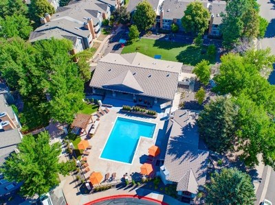 Aerial view of Canyon Reserve Apartments in Westminster, CO