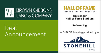 Brown Gibbons Lang & Company (BGL) is pleased to announce the financial closing of $33.4 million for the Tom Benson Hall of Fame Stadium at the Hall of Fame Village powered by Johnson Controls in Canton, Ohio. The project was refinanced through Stonehill PACE’s retroactive Commercial Property Assessed Clean Energy (C-PACE) program. BGL's Real Estate Advisors team served as the exclusive financial advisor to the Hall of Fame Resort & Entertainment Company (NASDQ: HOFV) in the transaction.