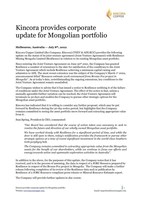 Kincora provides corporate update for Mongolian portfolio (CNW Group/Kincora Copper Limited)