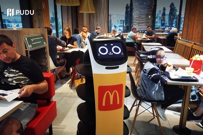 BellaBot is serving at McDonald's Slovenia.