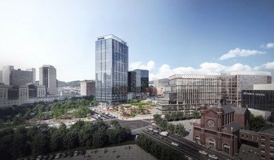 FNB Financial Center, is a 26-story mixed-use tower that leads the redevelopment of the historic Pittsburgh neighborhood and will serve as the corporate headquarters of FNB, the parent company of First National Bank.