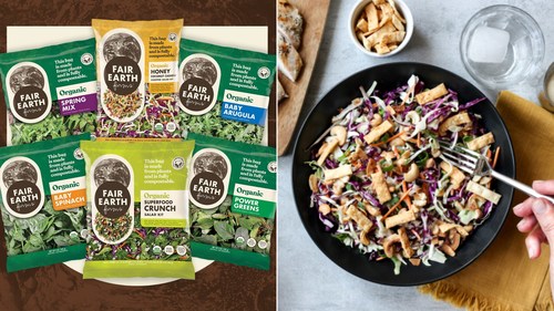 Fair Earth Farms will be the first in its category to package organic salad kits and salad blends in plant-based, fully-compostable bags, printed using water-based inks that will break down into rich, organic soil (this unique fully compostable packaging is patent pending).