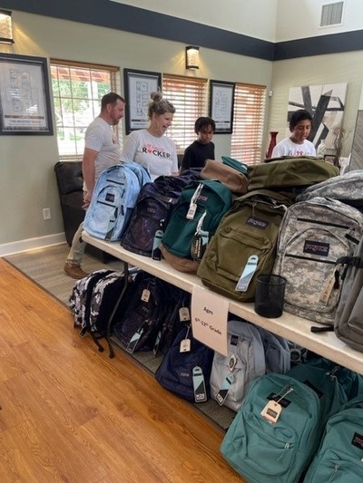 The school supply donation event, organized by April Housing and Mission Rock Residential, was held on Friday, July 8, 2022.