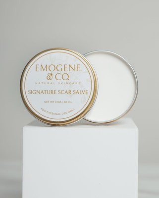 Emogene & Co.'s Signature Scar Salve is a pharmacist-formulated, 100% natural ingredient salve that combines medicinal botanicals and protective agents to reduce the appearance of scars in as little as three weeks! Emogene’s Signature Scar Salve actively minimizes post-surgical, injury, facial, and body scars.