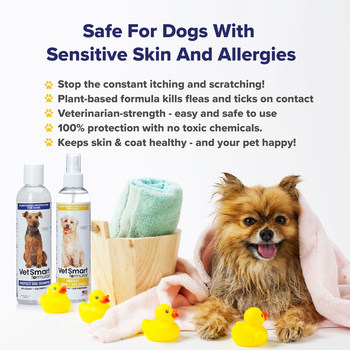 STOP THE CONSTANT ITCHING AND SCRATCHING - Powerful veterinarian-strength formula contains only plant-based ingredients to permanently get rid of fleas, ticks and pests that follow your pet home. NO harsh chemicals and non-toxic! Use all year long to eliminate scratching and hot spots and keep your pet's skin healthy and their coat looking shiny and clean. The natural oils will keep your pet smelling great! Safe for pets with allergies.