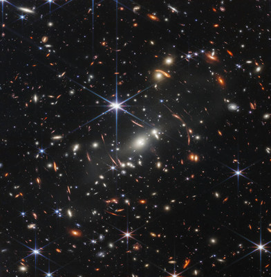 This first image from NASA’s James Webb Space Telescope is the deepest and sharpest infrared image of the distant universe to date. Known as Webb’s First Deep Field, this image of galaxy cluster SMACS 0723 is overflowing with detail. (Image Credits: NASA, ESA, CSA, and STScI)