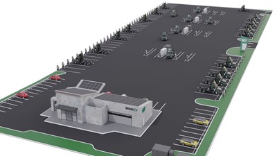 Planned WattEV electric truck charging depot with Volvo VNR Electric
