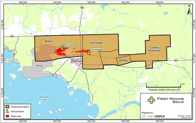 Map of the Duparquet Project (CNW Group/First Mining Gold Corp.)