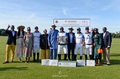 The Access Bank Day return to Guards Polo Club on Saturday, delivered on and off the field. In the presentation Roosevelt Ogbonna, CEO Access Bank plc, Dr Dere Awosika, Chairman Access Bank plc, Adamu Atta Chairman of Fifth Chukker with the Cup, and Herbert Wigwe, Chairman of Access Bank UK Ltd. UNICEF and disadvantaged children in Nigeria were the biggest winners with over $1.7 million raised funding 100 new equipped classroom blocks in disadvantaged areas of Nigeria.