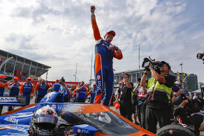 Scott Dixon led a 1-2 Honda finish in scoring the 52nd IndyCar victory of his career Sunday at the Honda Indy Toronto. Fellow Honda driver Colton Herta finished second.