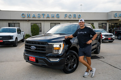 Chastang Ford Ambassador, UH Football Quarterback and Team Captain Clayton Tune, pictured in front of his dream ride, the Ford F-150. Tune was recently named the top QB in the state of Texas, and he has earned many kudos including the Dave Campbell All-State Second Team, Earl Campbell Tyler Rose Award Semifinalist.