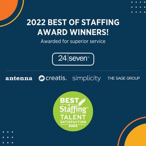 24 SEVEN WINS CLEARLYRATED'S 2022 BEST OF STAFFING TALENT AWARD FOR SERVICE EXCELLENCE