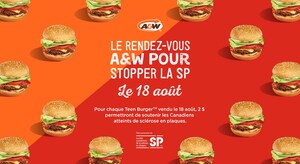 A&amp;W CANADA ANNONCE LA 14e ÉDITION DU RENDEZ-VOUS A&amp;W POUR STOPPER LA SP, QUI A POUR OBJECTIF D'AMASSER 1,5 MILLION DE DOLLARS EN AIDE AUX CANADIENS ATTEINTS DE SCLÉROSE DE PLAQUES (SP)