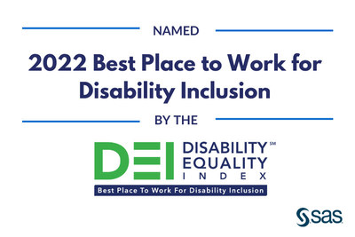 SAS is recognized as a Best Place to Work for Disability Inclusion in the 2022 Disability Equality Index.