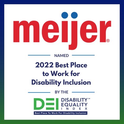Meijer obtuvo el título Best Place to Work for Disability Inclusion del Disability Equality Index (DEI) por sexto año consecutivo, con lo que demuestra su compromiso continuo con la promoción de una cultura de dignidad y respeto por los miembros de su equipo. (PRNewsfoto/Meijer)
