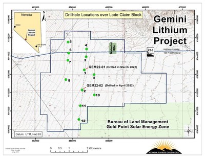 Drillhole Locations over Lode Claim Block (CNW Group/Nevada Sunrise Gold Corporation)