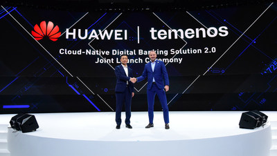 Jason Cao, CEO da Huawei Global Digital Finance e Jimmy Ng, CIO e diretor do grupo de tecnologia e operações no DBS (PRNewsfoto/Huawei)