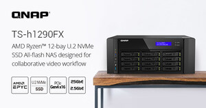 QNAP lanza TS-h1290FX, el primer servidor NAS U.2 NVMe/SATA All-Flash en torre, con procesador AMD EPYC™, que cumple con los entornos de flujo de trabajo colaborativos de 25GbE