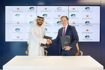 Left to right: Eng. Abdulla Abdul Aziz AlShamsi, Acting Director General of ADIO and Daniel Chapman, CEO Argentem Creek Partners.