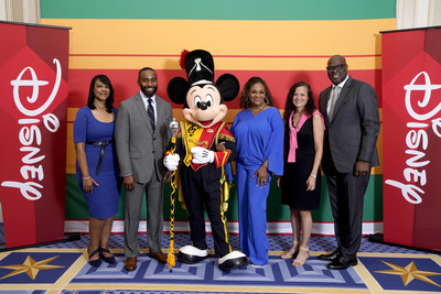 Disney and the Propel team pose with Drum Major Mickey Mouse. The Walt Disney Company announces a collaboration with the Propel Center in support of the next generation of diverse storytellers and innovators.