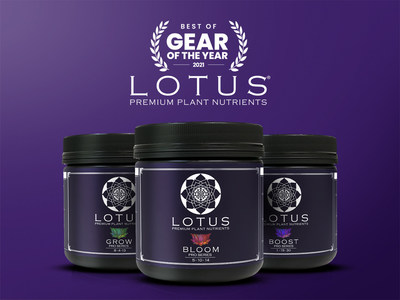 Lotus Cannabis Nutrients Awarded Best Cannabis Nutrient Gear of the Year by High Times. Lotus Nutrients' simple 3 part system shown in the Starter Kit size.