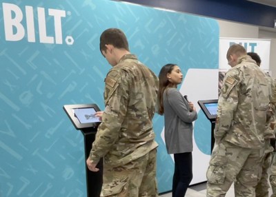 Airmen learning how the BILT instruction app provides the capability to rotate, zoom in, and interact with 3D animations.