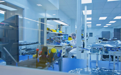 A look into HawkEye 360's cleanroom at their new satellite manufacturing facility in Herndon, Virginia.