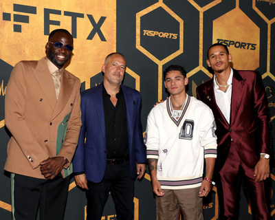 Draymond Green, David Spencer (President and Co-CEO of Talent Resources Sports), Ryan Garcia, and Jjuan Toscano-Anderson attend Stephen Curry's Unanimous Media and Talent Resources Sports Invite Only Bash Presented by FTX