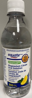 Equate Magnesium citrate oral solution saline laxative, 300 mL, lemon flavour (CNW Group/Health Canada)