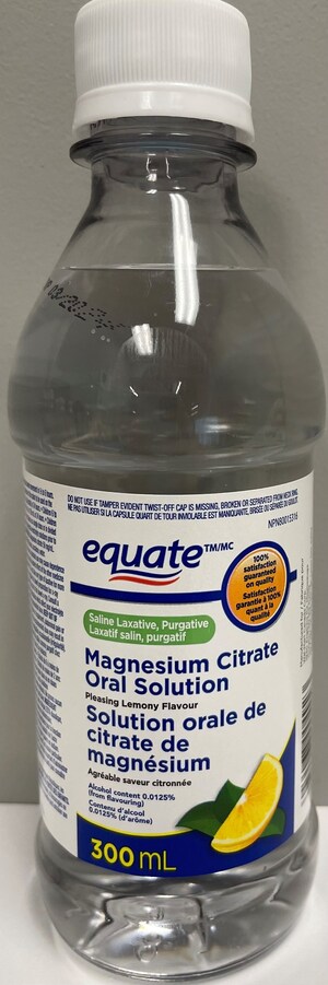 Public Advisory - Equate (lemon flavour), Personnelle (lemon flavour) and Life Brand (lemon and cherry flavours) Magnesium citrate oral solution saline laxatives recalled due to potential microbial