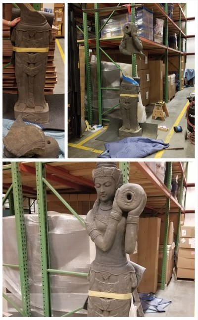 William C. Huff's technicians recently restored a stone art piece.