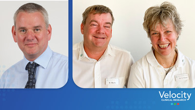 From left to right: Dominic Clavell, Executive Vice President, Europe for Velocity Clinical Research, Rene Martz, co-owner of Clinical Research Hamburg and Dr. Christine Grigat, Managing Director, Clinical Research Hamburg.
