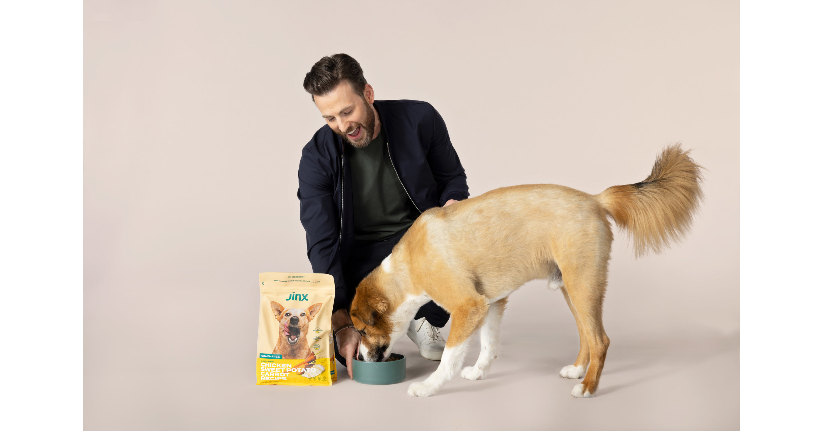 Chris Evans and Jinx are on a mission to make dog food healthier.