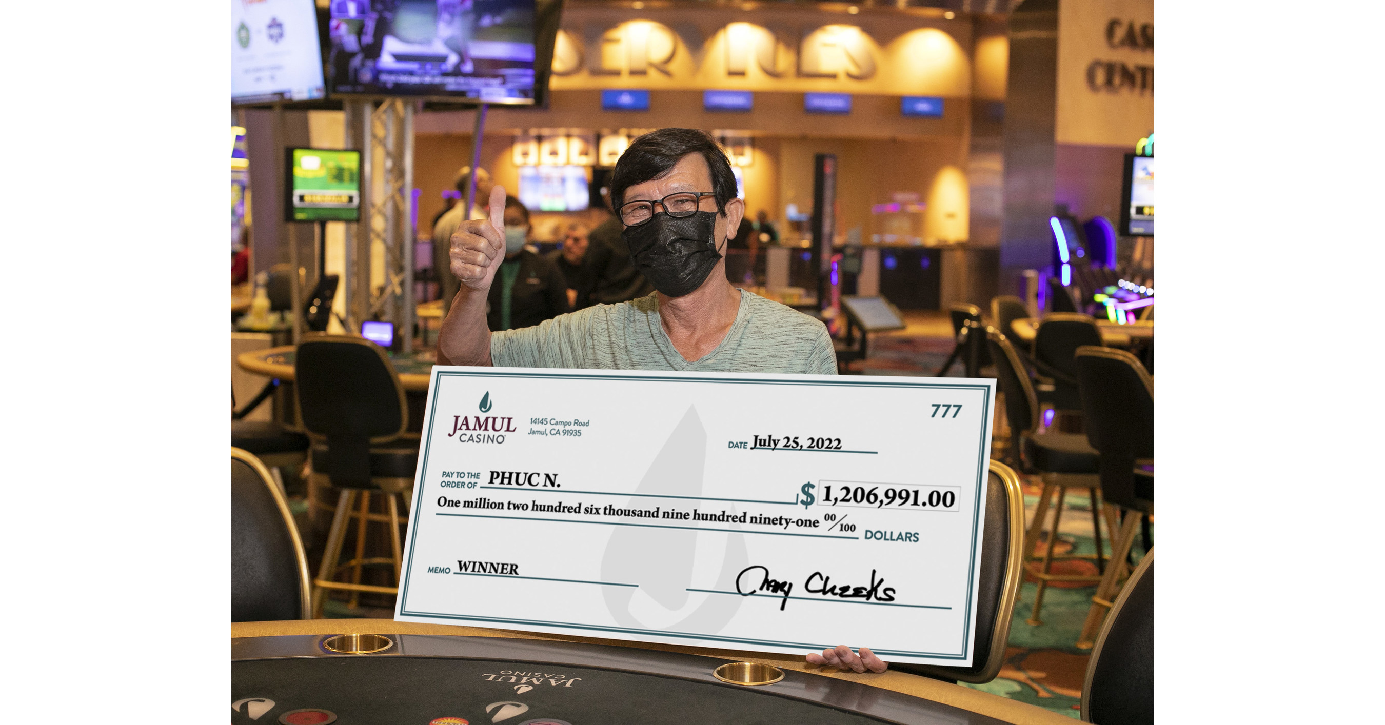 Jamul Casino® Awards 1.2 Million Jackpot to San Diego Resident