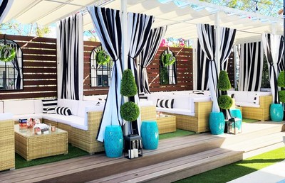 Cabanas are offered as VIP seating with a minimum food & beverage charge. All other tables and bar seating is open to all.