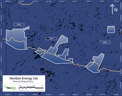 Figure 4: NexGen's Mineral Disposition Tenure in Southwest Athabasca Basin (CNW Group/NexGen Energy Ltd.)