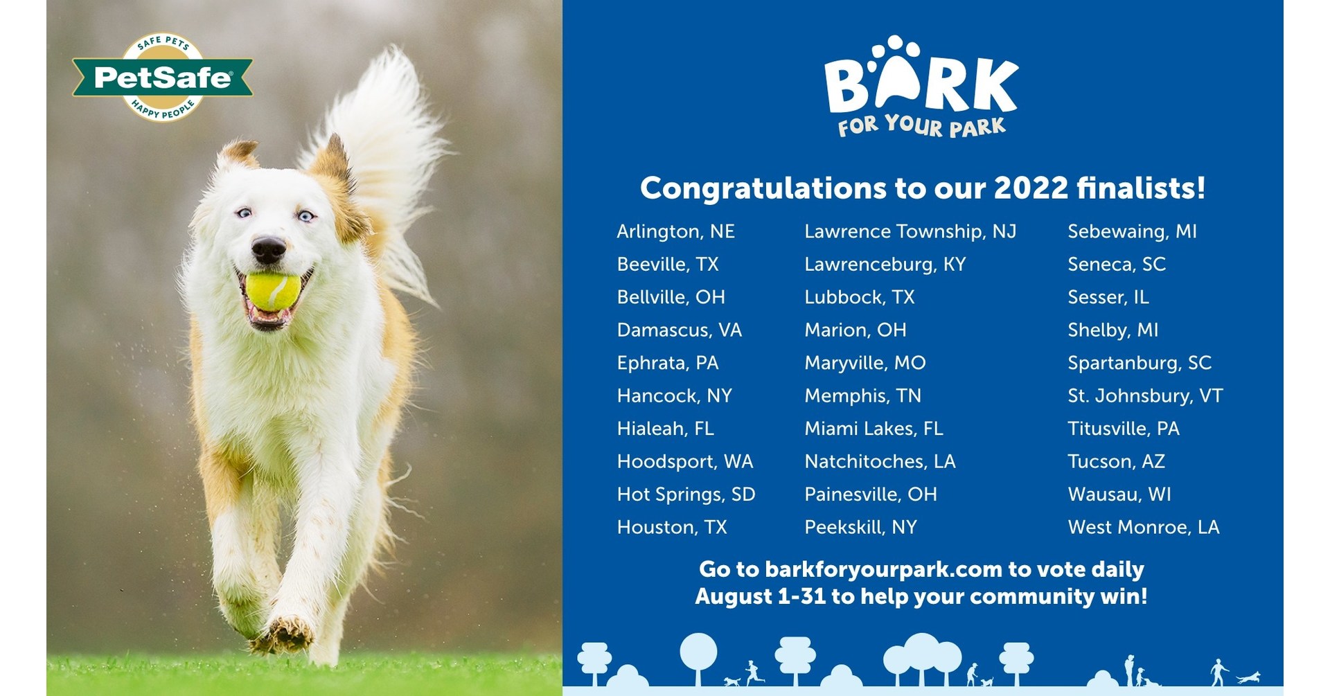 West Monroe Selected For a Chance to Win a 2022 PetSafe® Bark for Your Park™  Grant