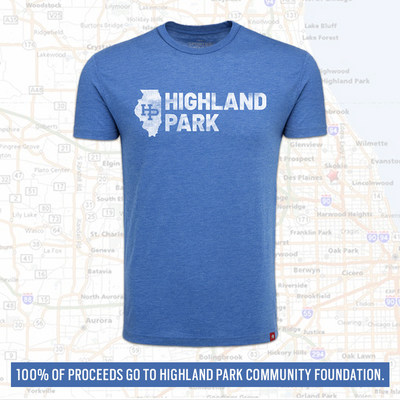 100% of Proceeds from sales of The Highland Park Tee will go to the Highland Park Community Foundation and helping victims of the July 4, 2022 shooting.