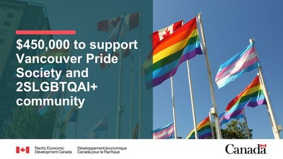 $450,000 to support Vancouver Pride Society and 2SLGBTQAI+ community (CNW Group/Pacific Economic Development Canada)