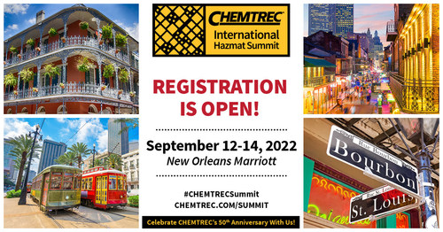 Registration for the 2022 CHEMTREC International Hazmat Summit is open! The biennial event will provide a one-of-a-kind forum for all interested parties involved in the safe transportation, handling, and use of hazardous materials, including shippers, carriers, and emergency and spill clean-up responders.