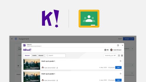 Kahoot!  launch the Kahoot!  add-on for Google Classroom