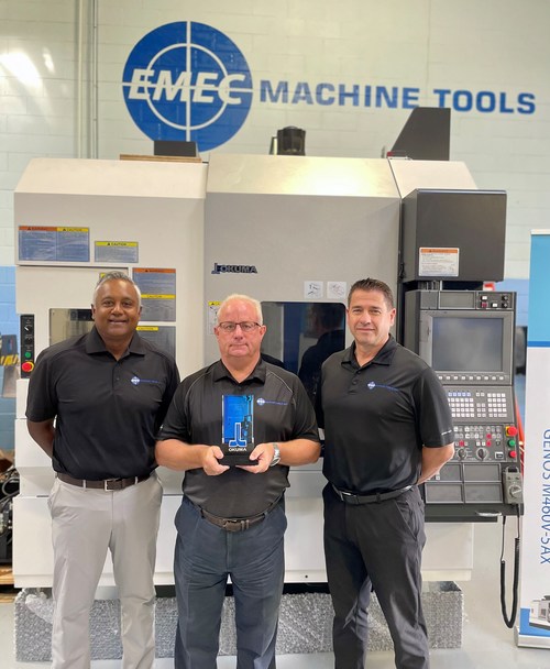 The leadership team of Okuma America Corporation, a world-leading builder of computer number control (CNC) machine tools, controls and automation systems, is pleased to recognize EMEC Machine Tools Inc. as its distributor of the year for Okuma’s fiscal 2021 reporting year.