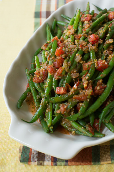 Tomato Ginger Green Beans, Recipe by Chef Virginia Willis, Photo Credit Angie Mosier