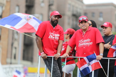Former baseball player Vladimir Guerrero and Manuel Pozo Perelló, Executive President of Induban, at the Dominican Parade in the Bronx